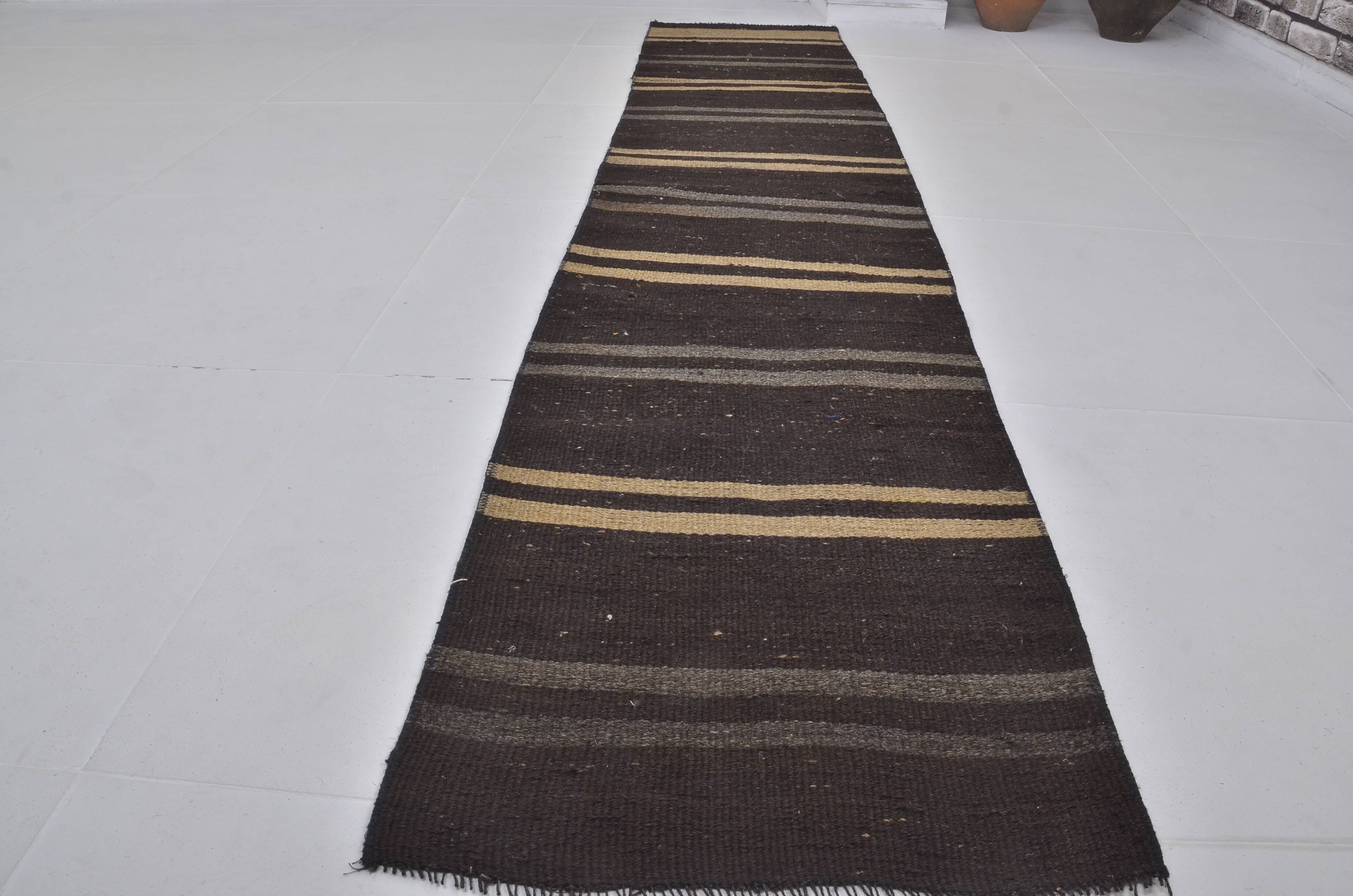 Couloir Oushak Kilim vintage neutre