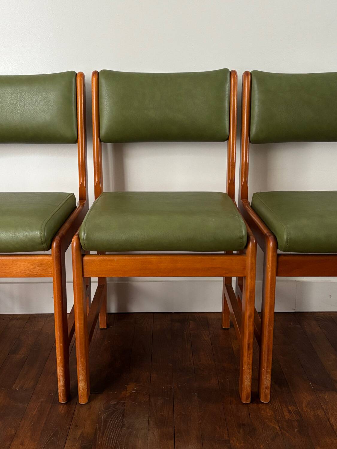 Vintage wooden and leatherette chairs