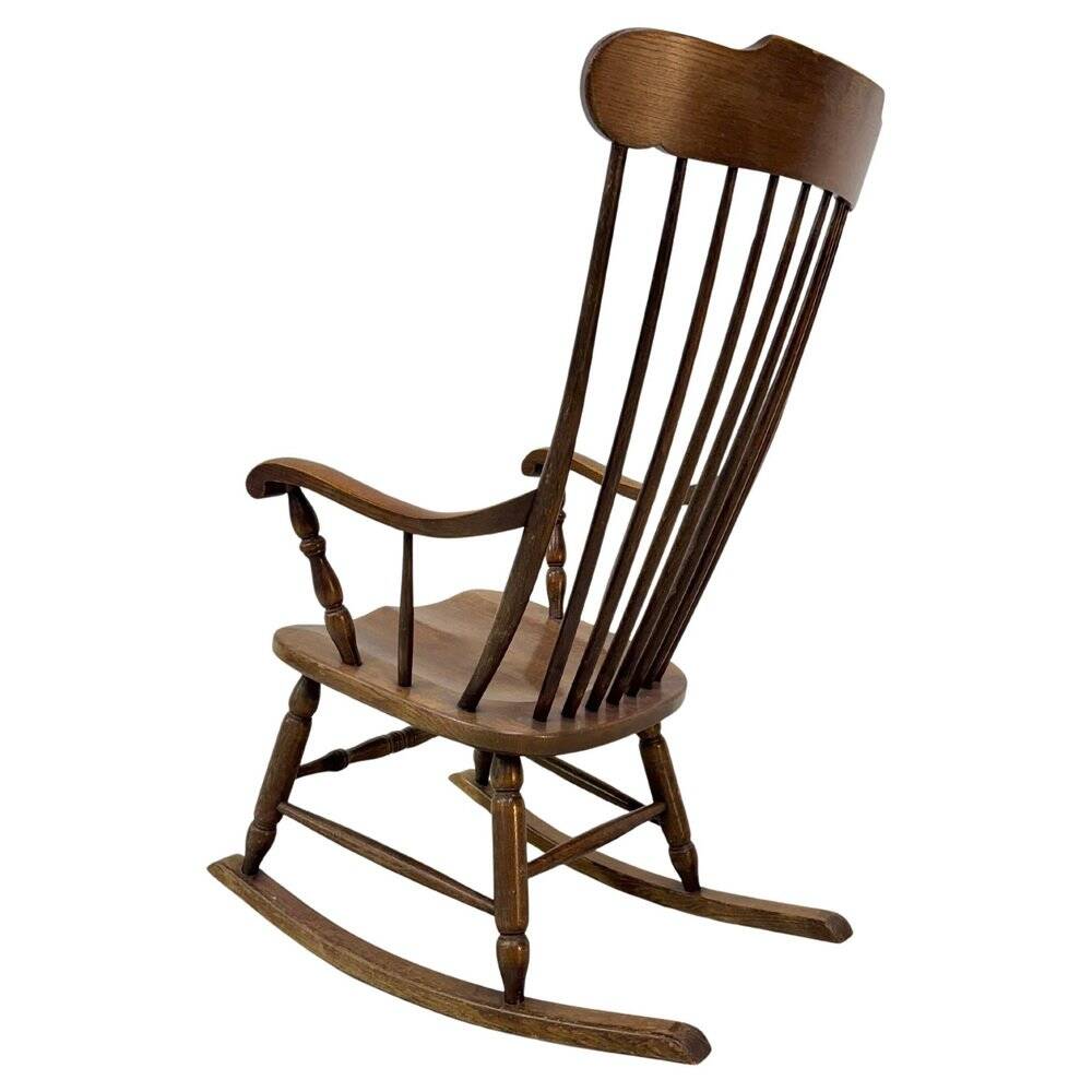 Vintage rocking chair in oak by Den Ouden, The Netherlands, 1975.