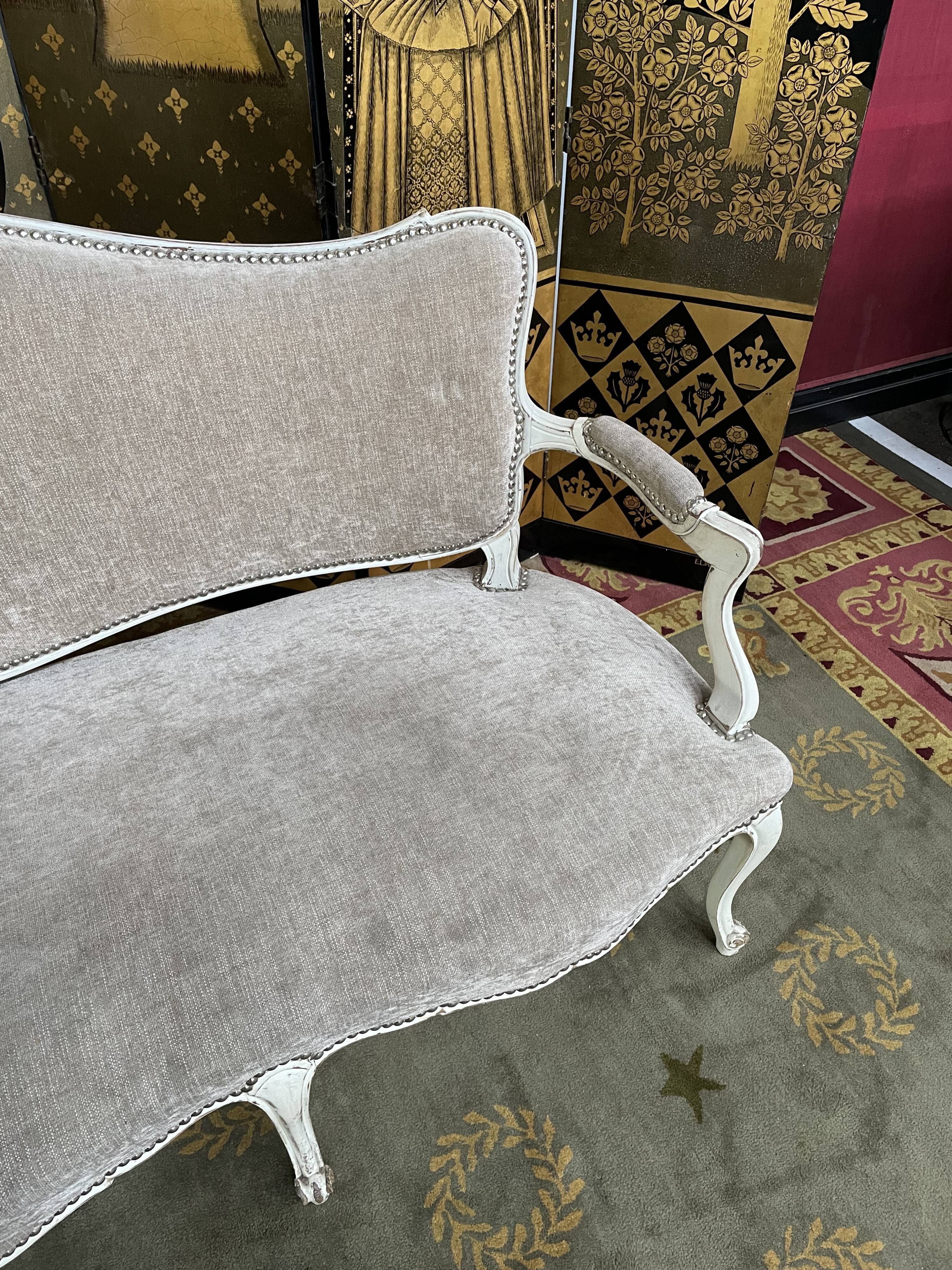 Louis XV taupe and cream style sofa