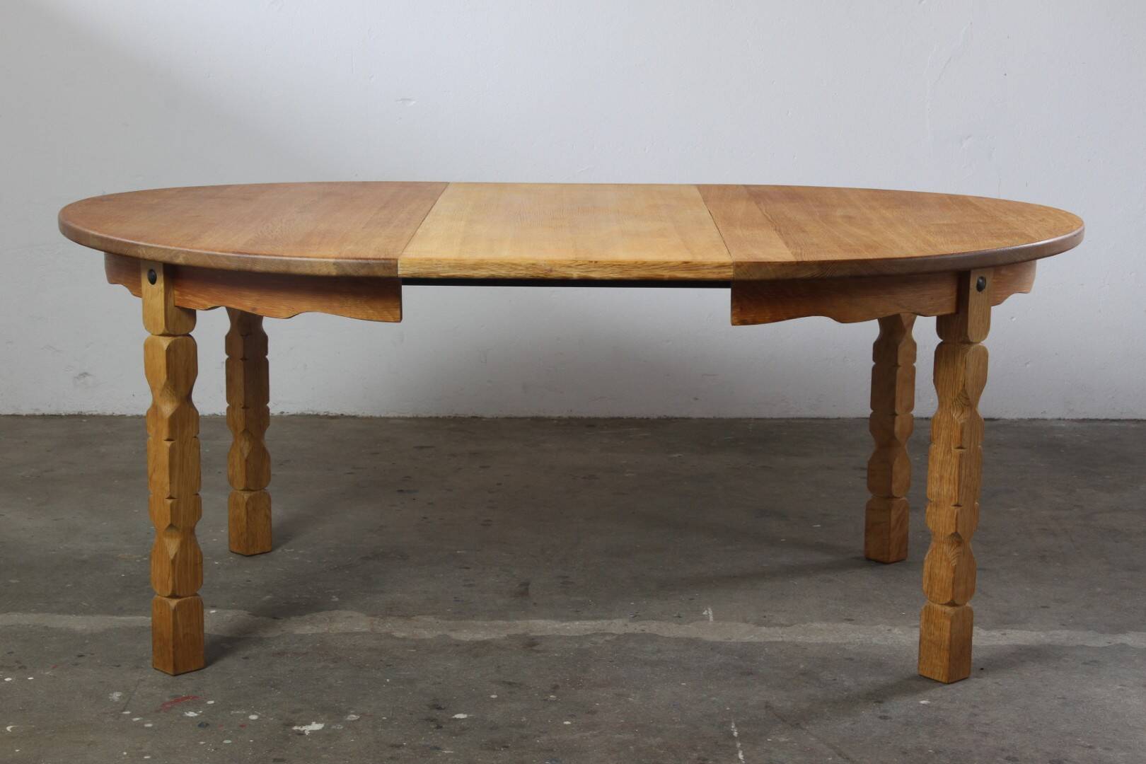 Vintage Danish Modern Oak Round Table, H. Kjærnulf style, 1960s