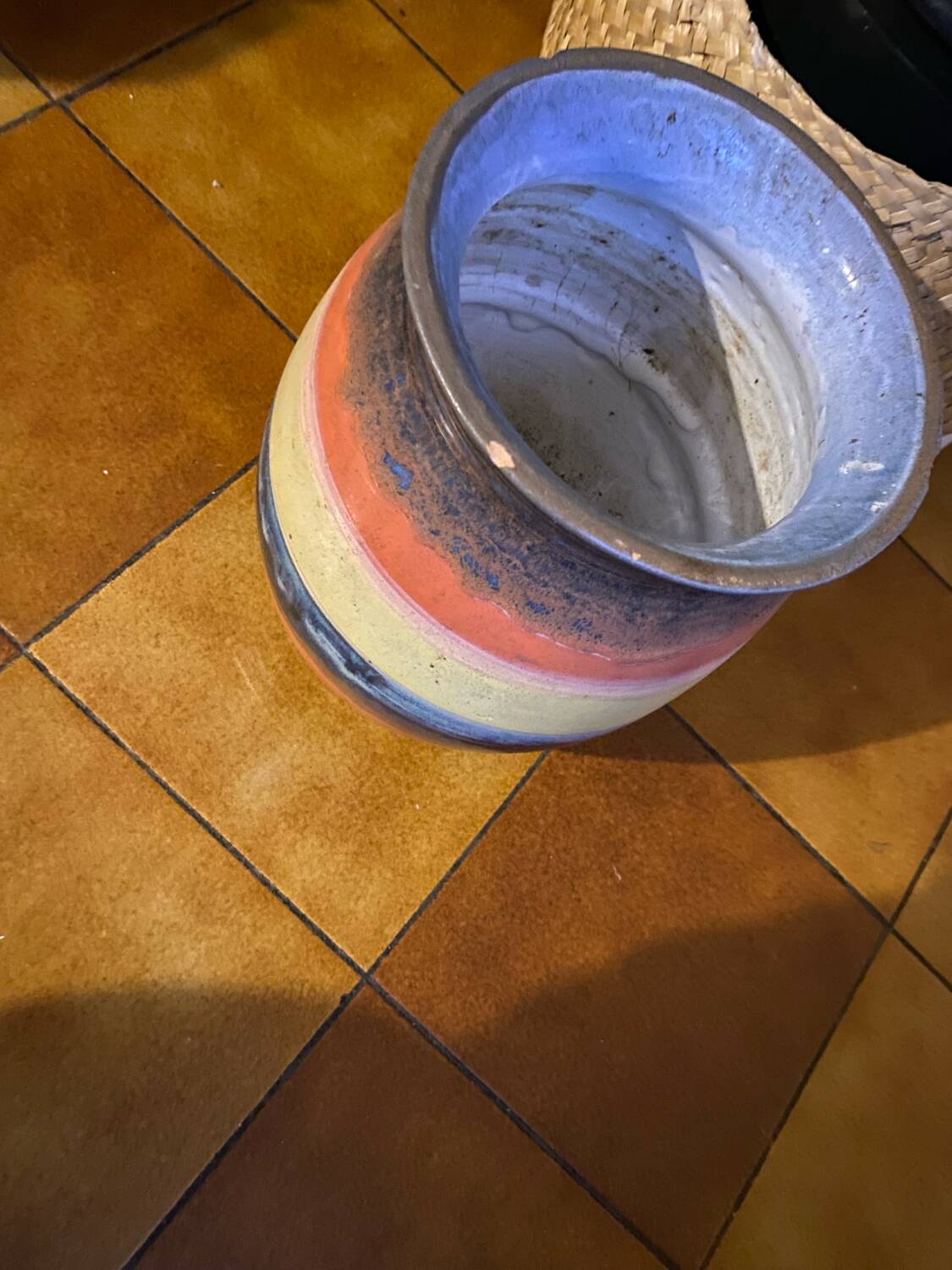 Hand-turned glazed terracotta vase
