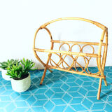 Rattan magazine rack from the 50s