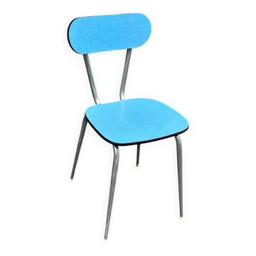 Chaise vintage en Formica bleu céleste métal chromé 1