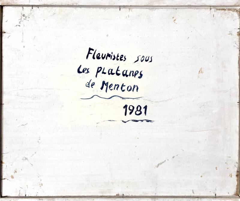 Tableau marché aux fleurs à Menton Henri Guillon