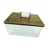Art Deco gold metal glass cookie box