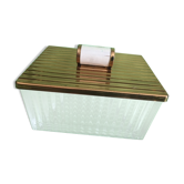 Art Deco gold metal glass cookie box