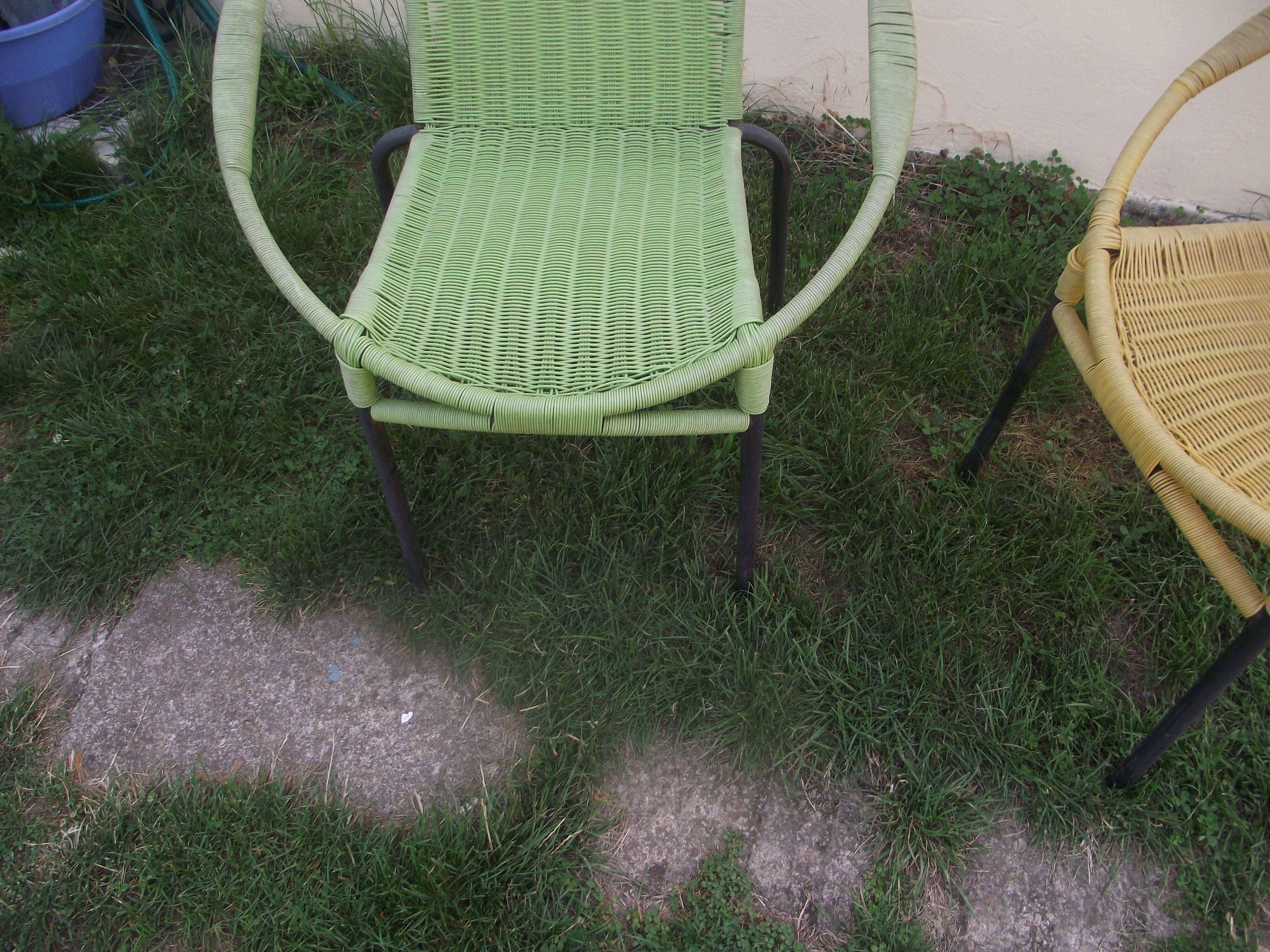 Pair of scoubidou armchairs from the 60s