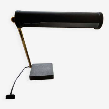 Lampe de bureau moderniste noir mat signée Lemag, vers 1950