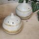 Salt and pepper shaker set in stoneware.