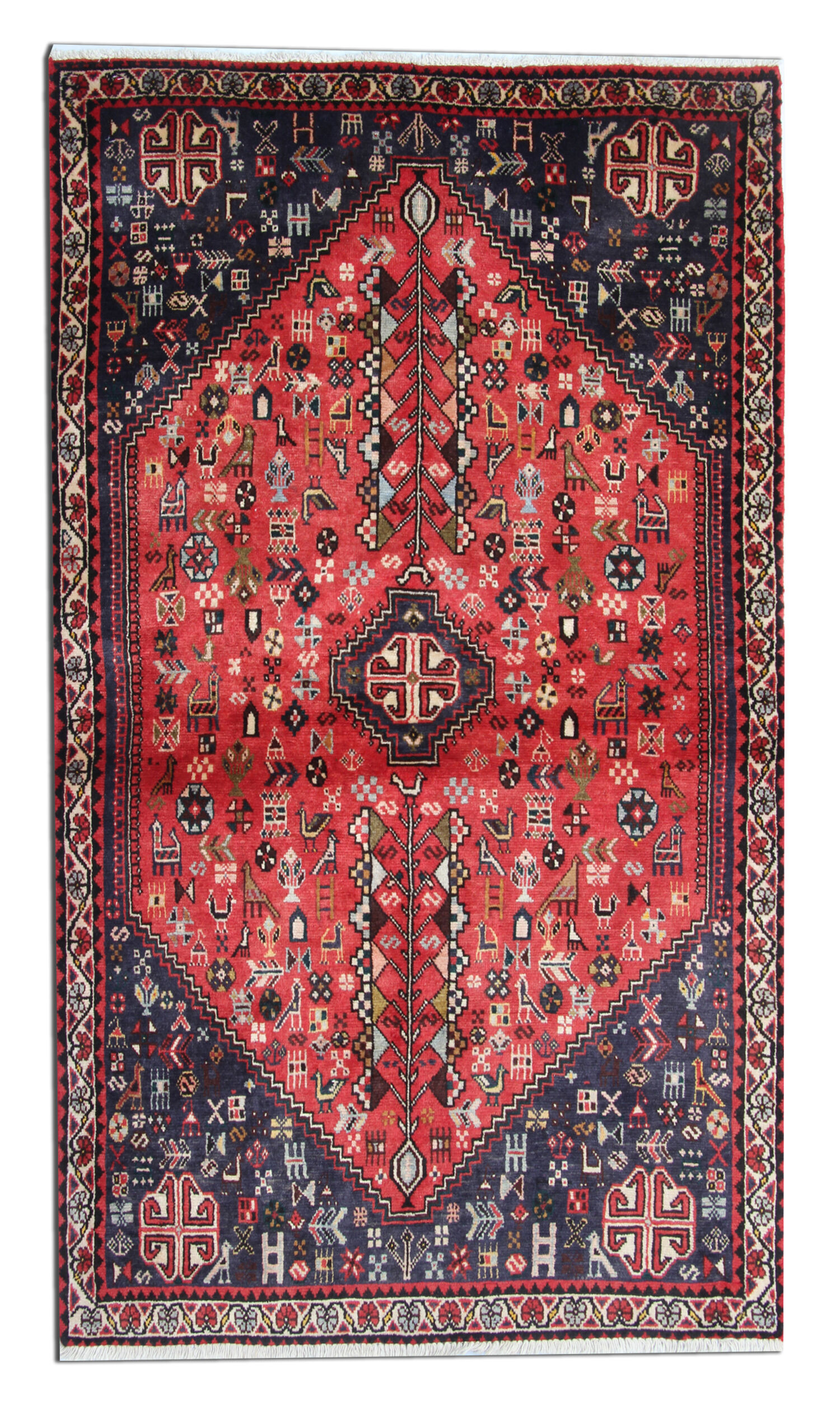 Tapis persan rouge fait à la main  103x158cm