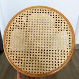 Tabouret bois et cannage vintage