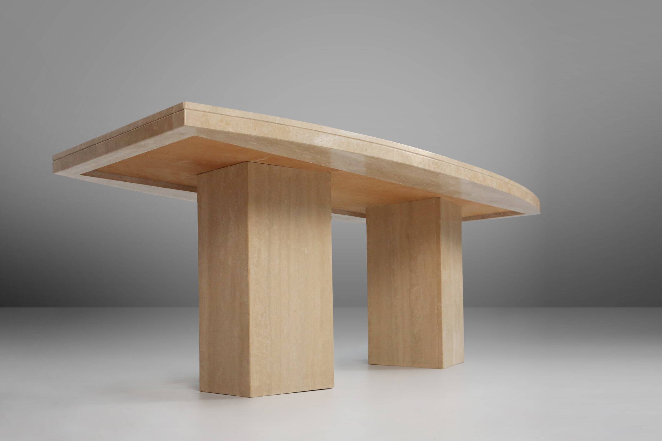 Sculptural Dinner Table in Travertine, France 1960s