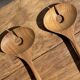 Salad server or large teak spoon, oval shape, split, L30 D9
