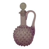 Italian pink bubble glass decanter with stopper, 1960s