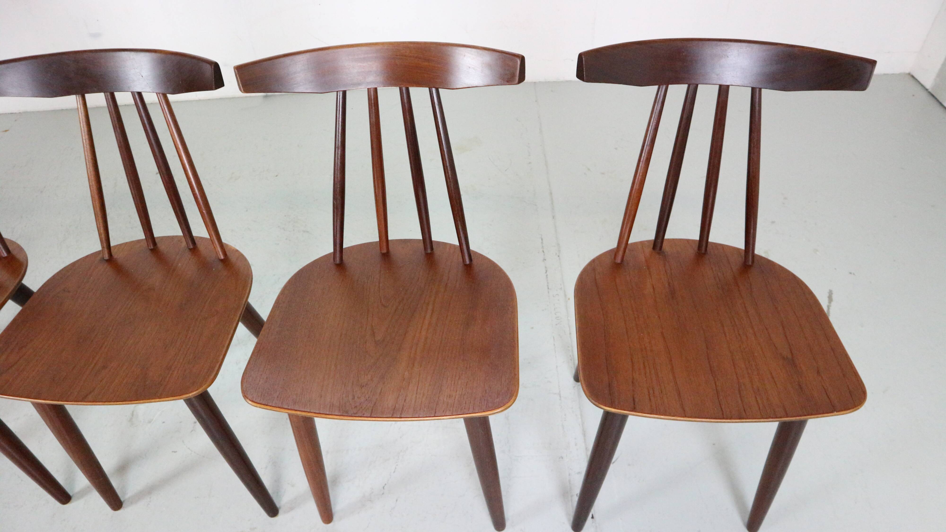 Poul Volther Set Of 6 Dinning Room Chairs "3705" For Fremel Røjle, Denmark, 1960