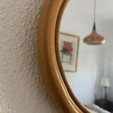 Miroir vintage 1960 pomme rotin osier bambou - 32 x 35 cm