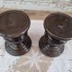 Set of 2 candle holders in brown enamelled terracotta decoration floral pattern tone on tone