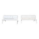 Metal and wood outdoor bench