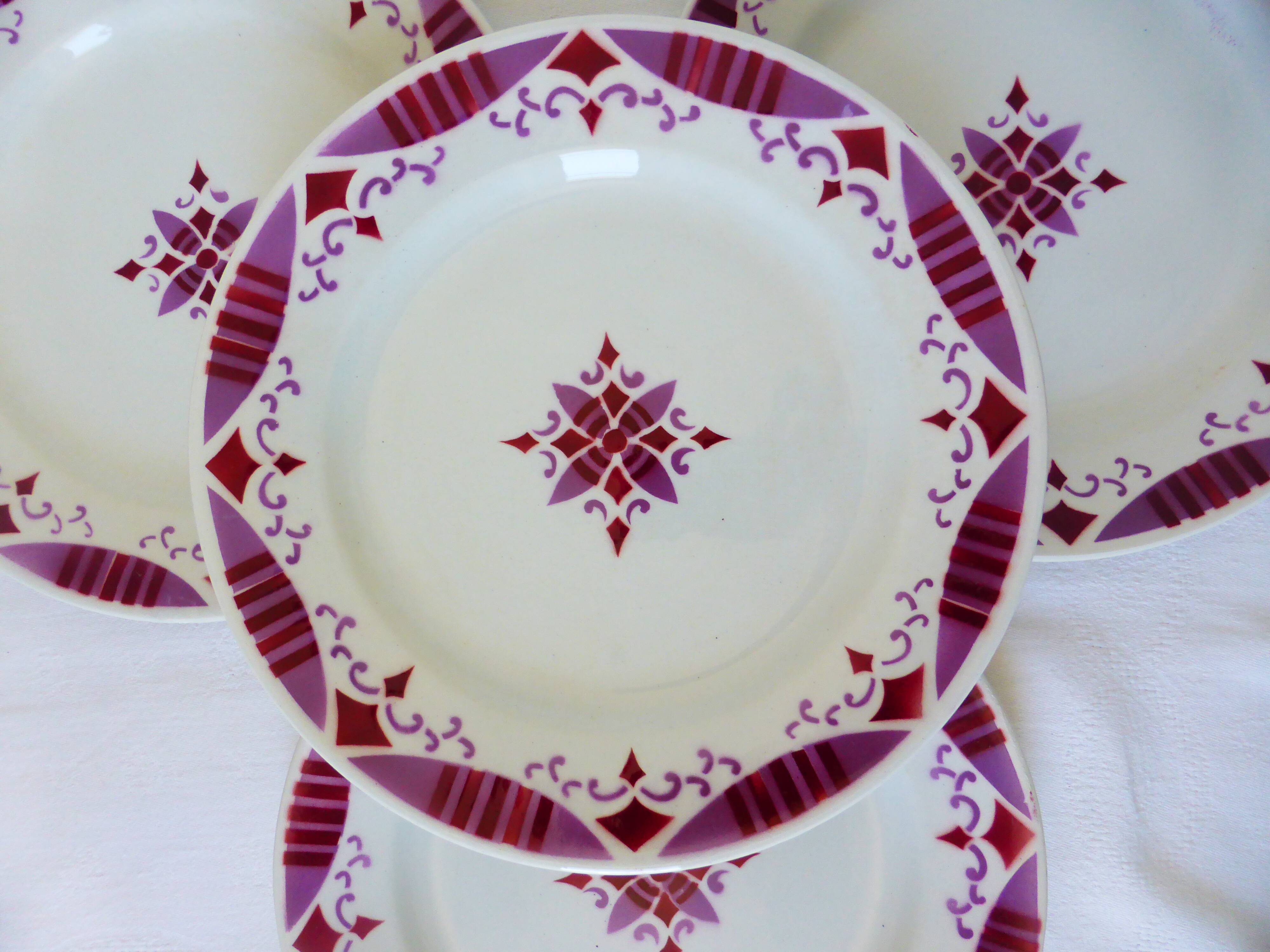 4 flat plates made of ironstone from Moulin des Loups and Hamage 2106193