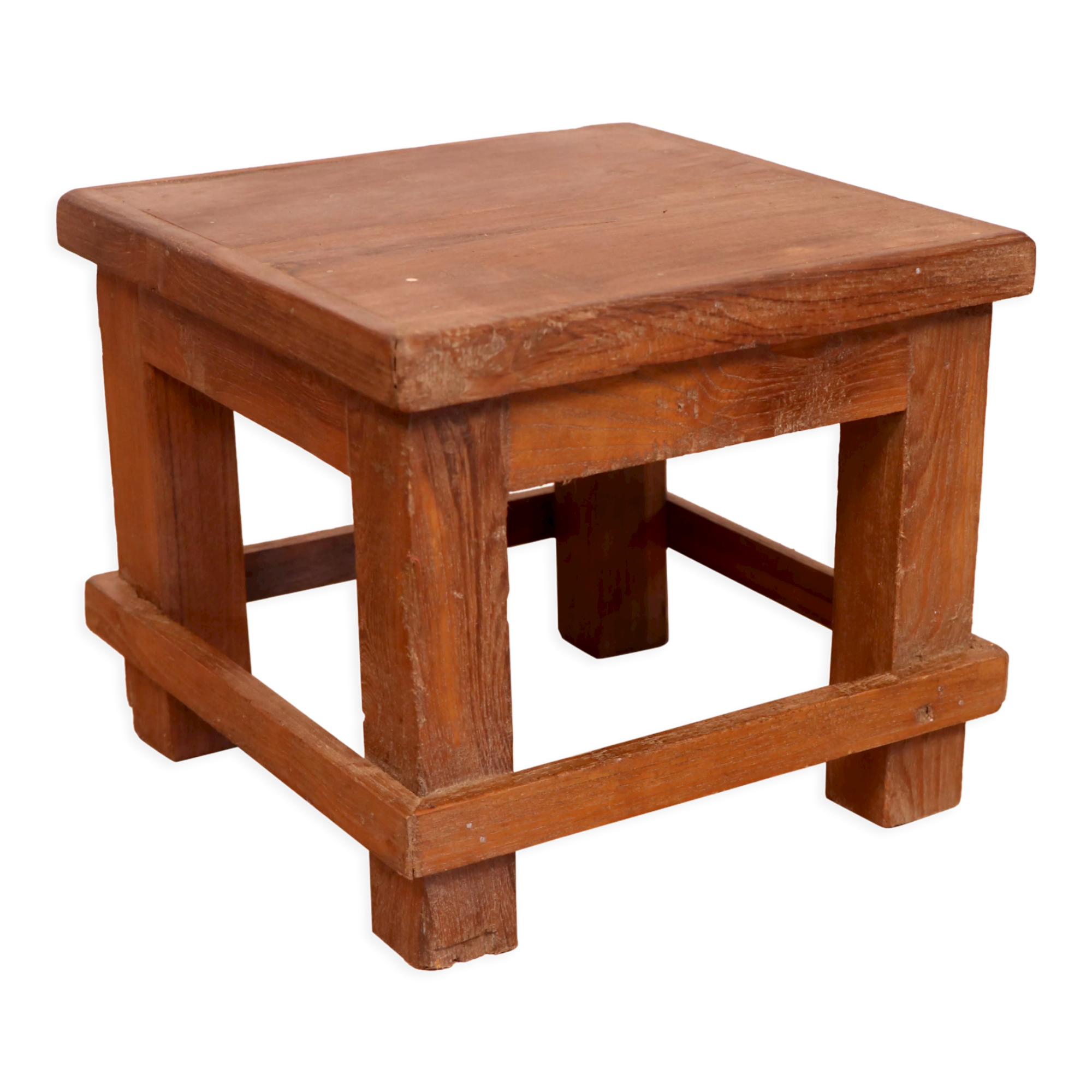 Old Burmese teak workshop bedside table