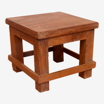 Ancienne table de chevet d'atelier en teck birman