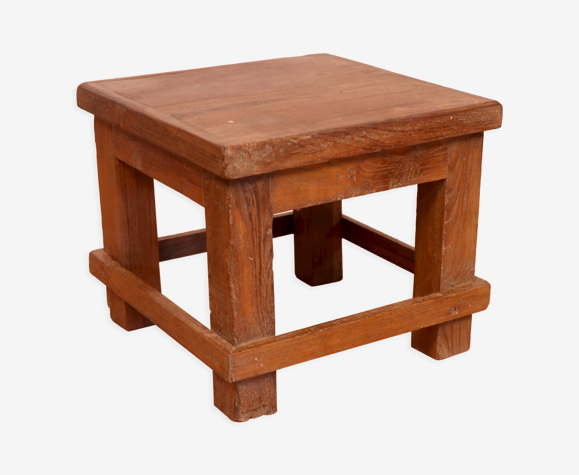 Ancienne table de chevet d'atelier en teck birman