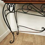 Rattan console and wrought iron