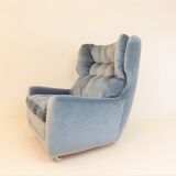 Ensemble de 2 fauteuils mohair bleu glacier Carl Straub