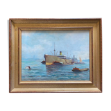HSP Marine Orientalist port boat signed around 1950 + frame
