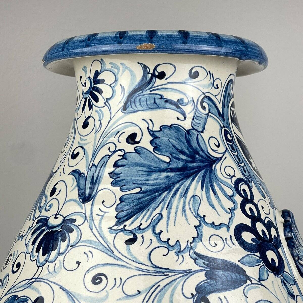 Large Blue Ceramic Vase by Ima for Montelupo Florentino, Italy, 1980s