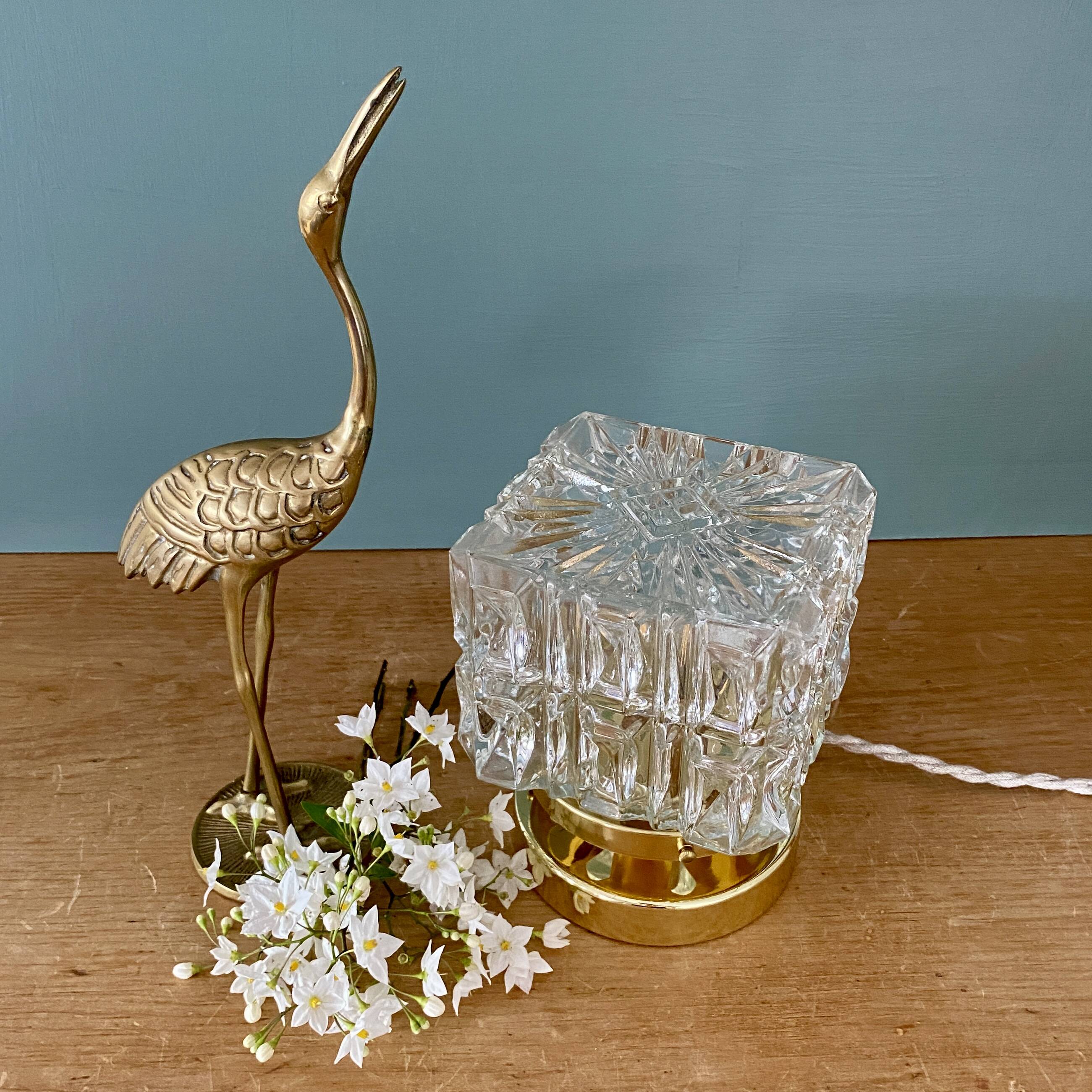 Vintage globe table lamp in molded glass