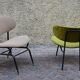 Set of two chairs in painted metal and fabric, Italy, 1950