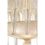 Contemporary Venetian White and Gold Leaves Murano Style Glass Chandelier