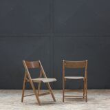 Pair of wooden folding chairs