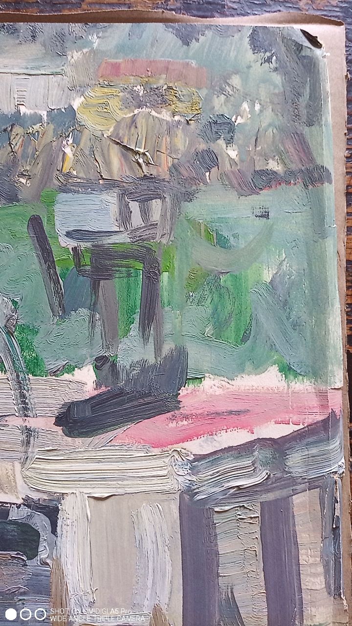 Marcel Saint-Jean (1914-1994) oil on paper - 29 x 65 cm "the red house"