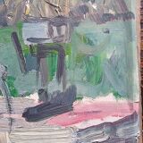 Marcel Saint-Jean (1914-1994) oil on paper - 29 x 65 cm "the red house"