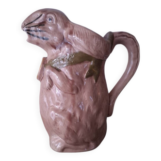 Rabbit pitcher in slipware