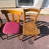 Set of 6 mismatched vintage wooden bistro chairs