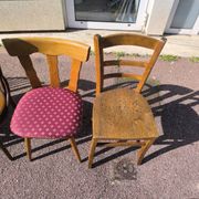 Set of 6 mismatched vintage wooden bistro chairs