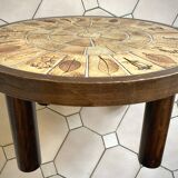 Table basse ronde  herbier - Roger Capron