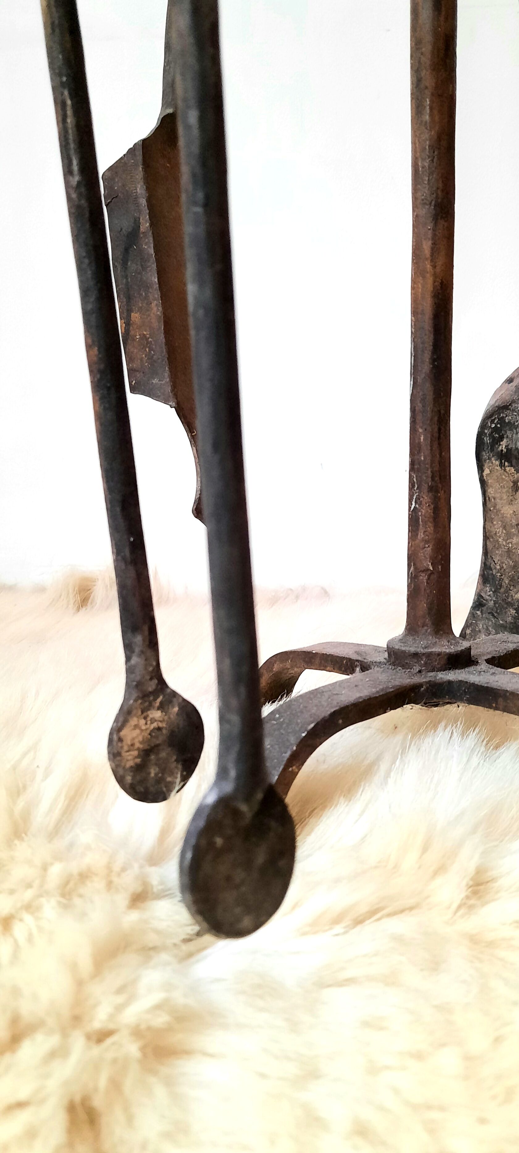 Brutalist fireplace kit in vintage wrought iron from the 60s / 70s