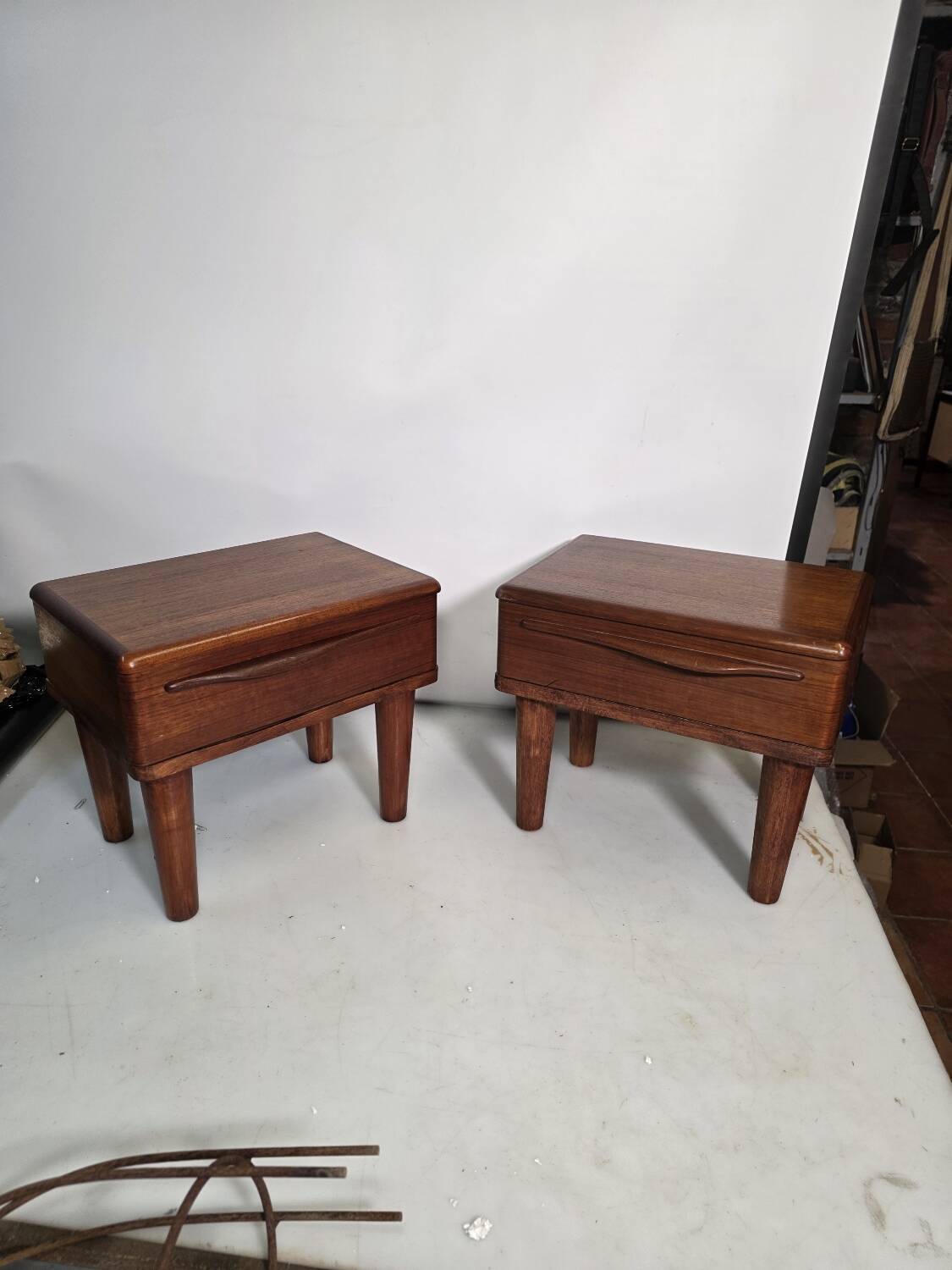 Pair of Scandinavian teak bedside tables from the 1960s.