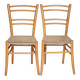 Pair of wooden chairs with vintage corded seats, vintage corded chair.