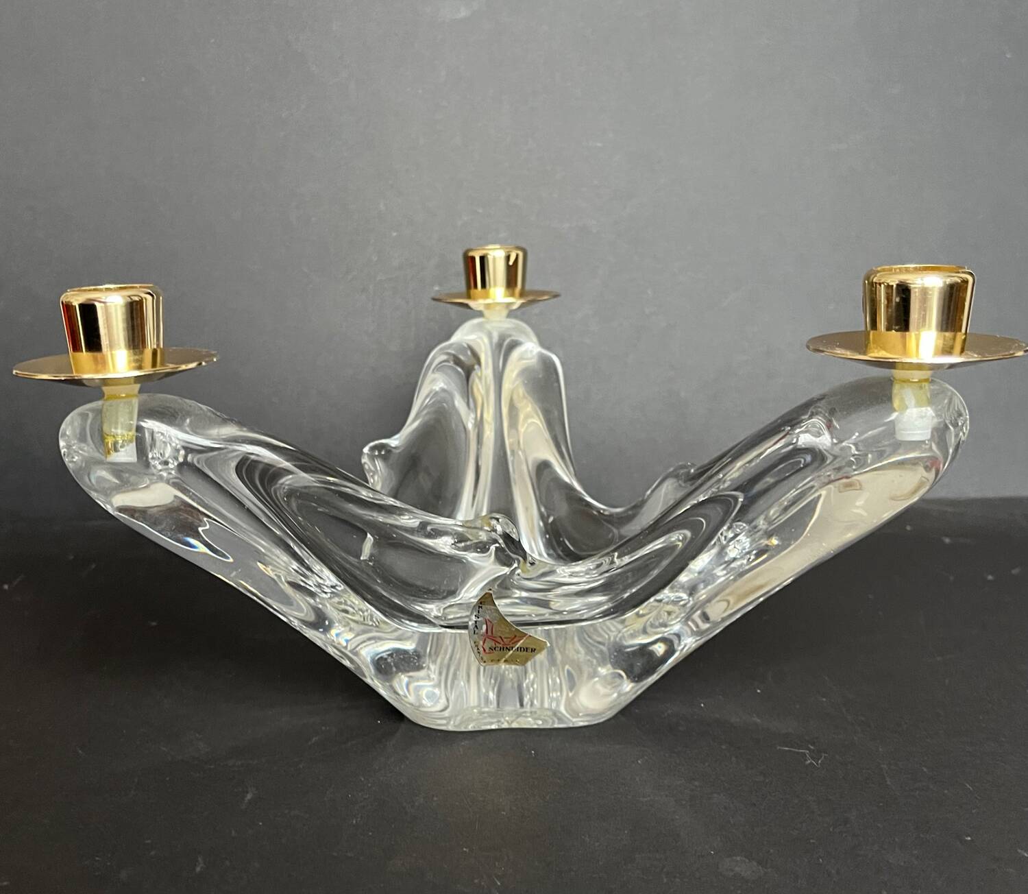SCHNEIDER 3-branched crystal candlestick