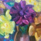 Hsp painting "bouquet of flowers in vase" germaine claudot (1903-1996) workshop