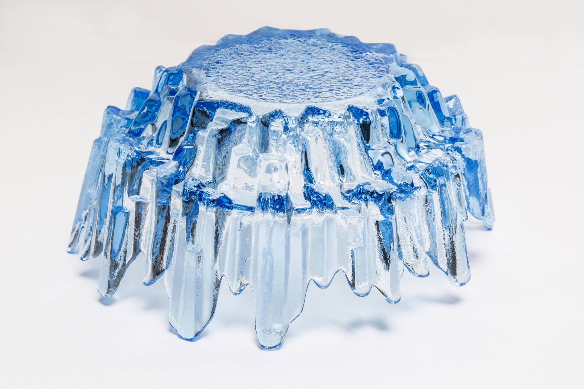 Vintage decorative plate in light blue glass, Italy, 1960s.