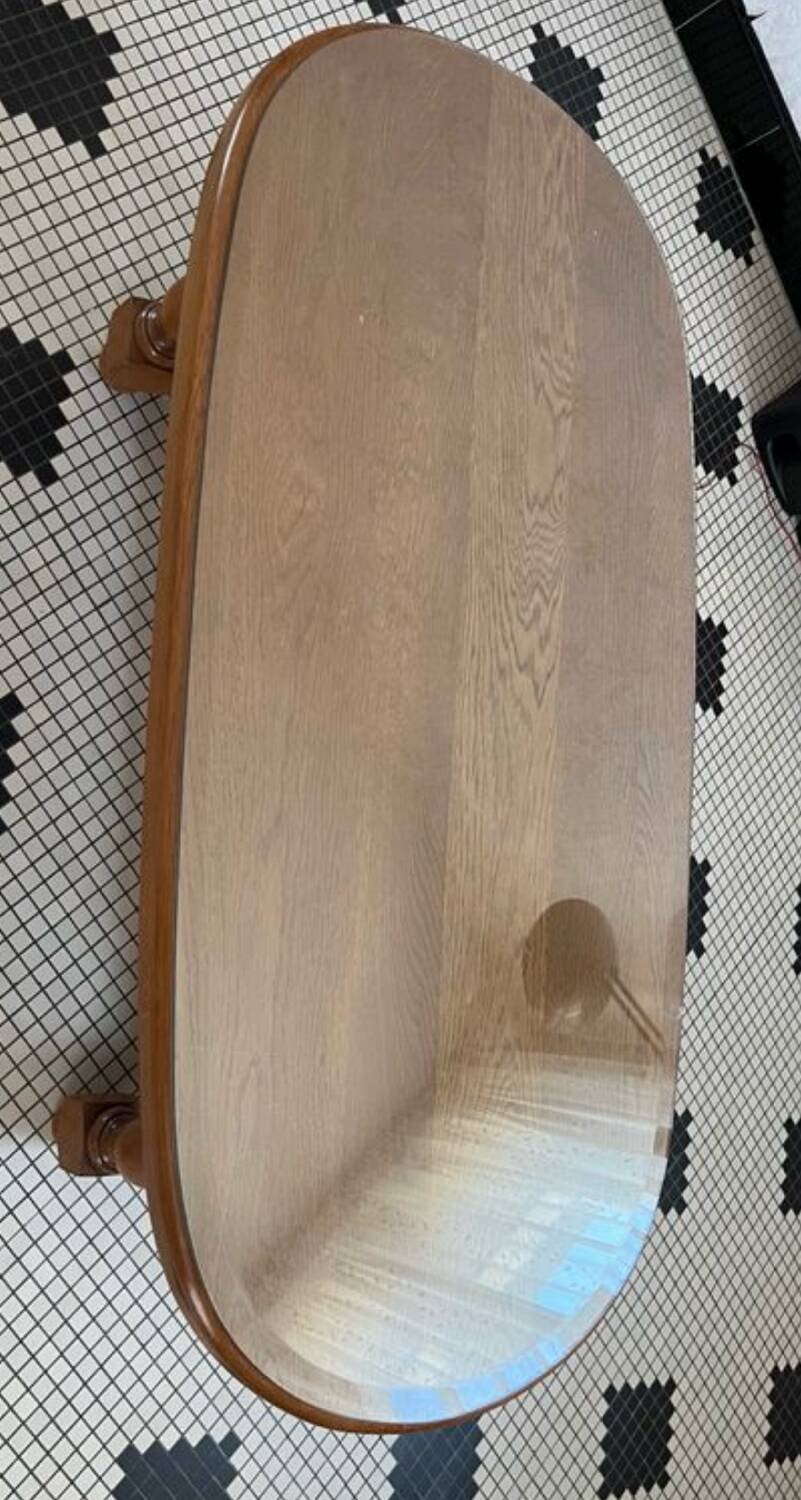 Table de salon en bois plateau verre