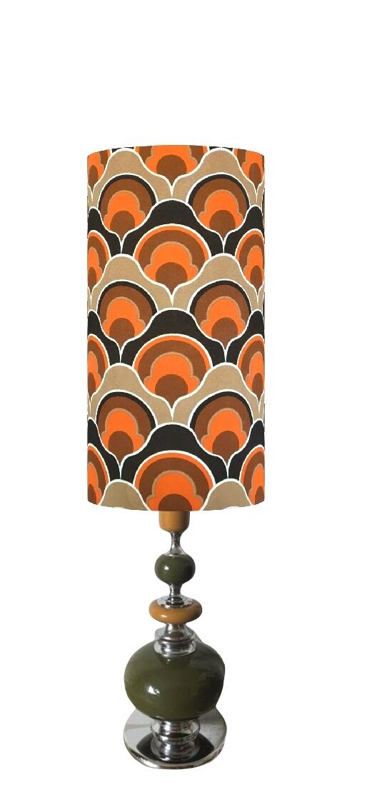 Osiris Black H50 D25 lampshade - vintage fabric 1970's