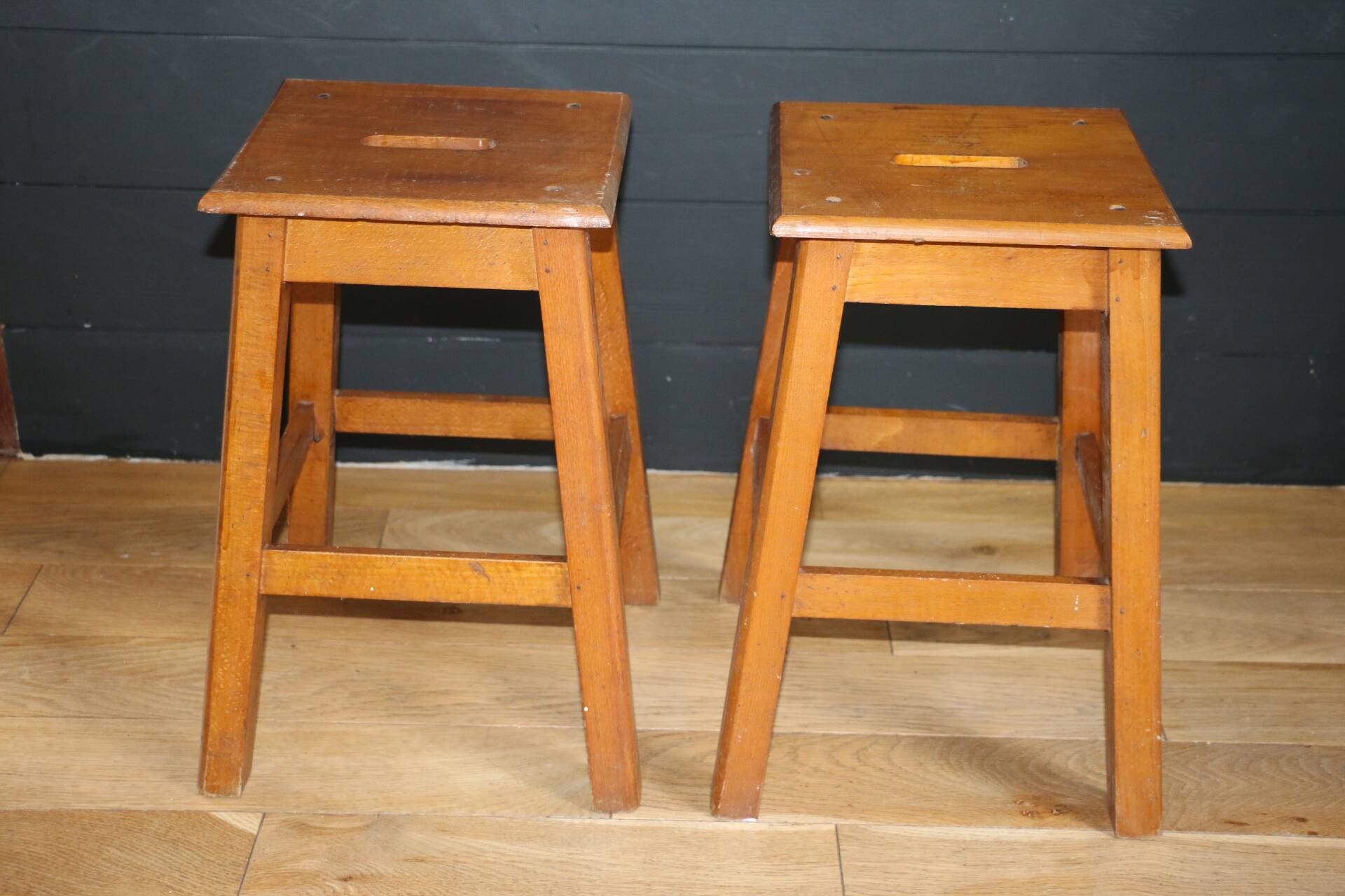 2 solid stools 1950 450mm